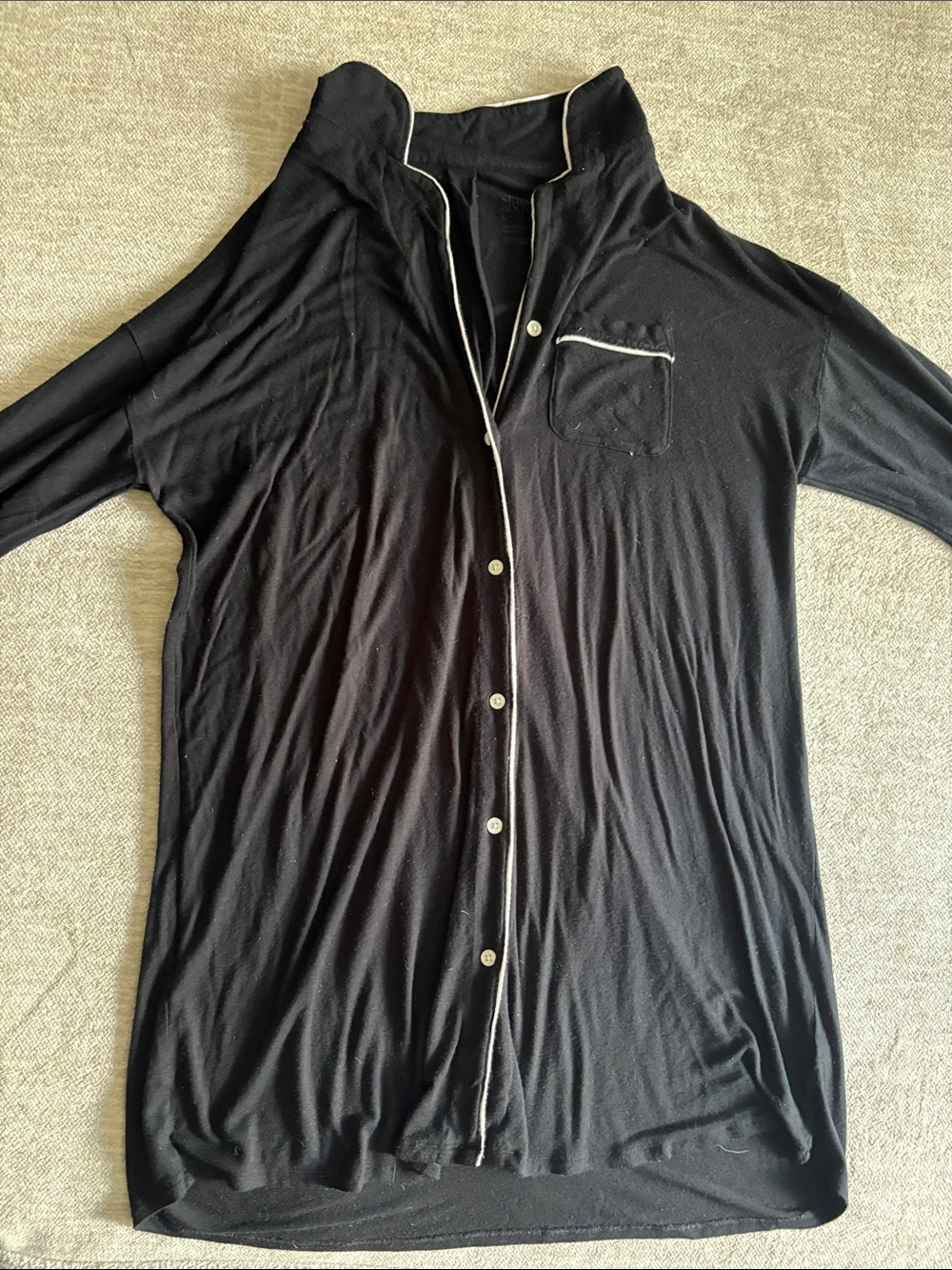 stars above Black Button-Down Shirt with White Piping